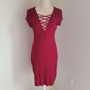 Charlotte Russe Red Ribbed Bodycon Mini Dress